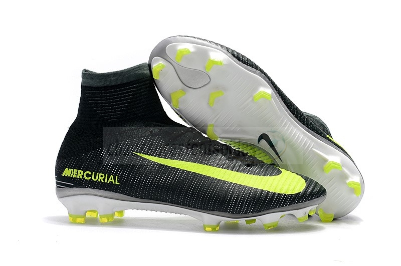 Nike Crampon De Foot Mercurial Superfly V CR7 FG Noir Jaune Fluorescent