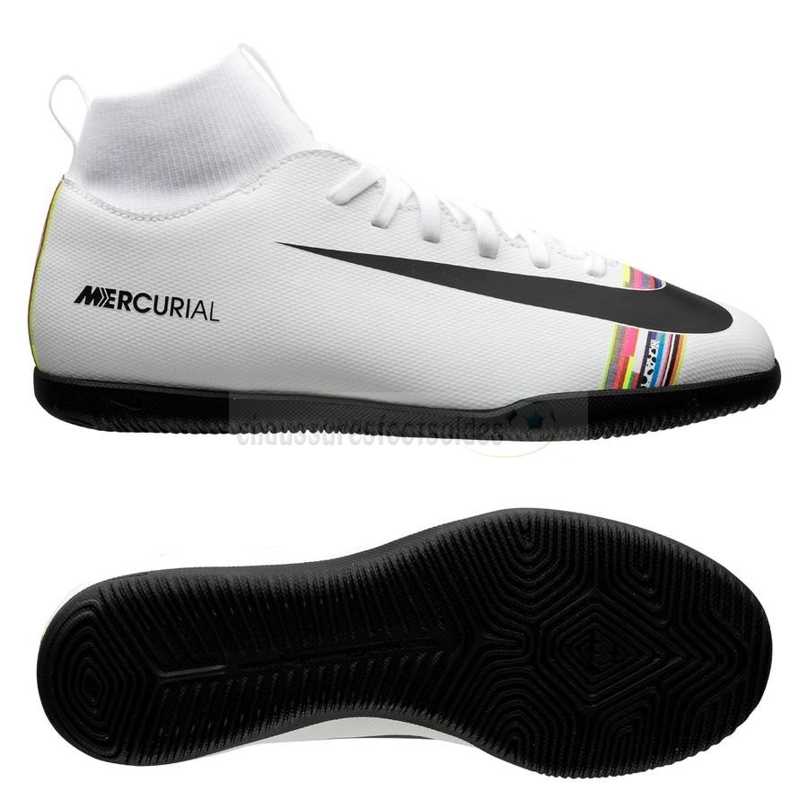 Nike Crampon De Foot Mercurial Superfly 6 Club Enfants IC LVL UP Blanc
