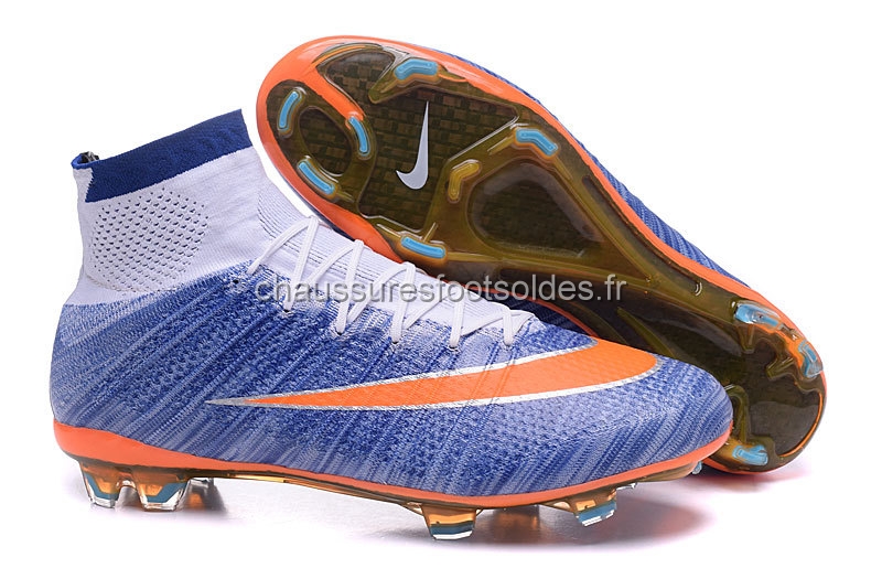 Nike Crampon De Foot Mercurial Superfly FG Blanc Bleu Orange